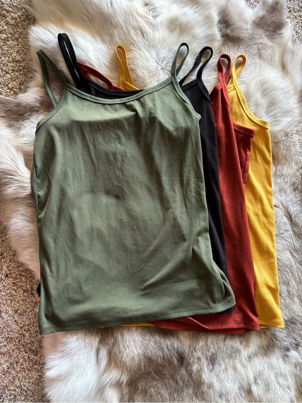 Women’s Ribbed Tank Top - Olive, Black, Rust & Mustard